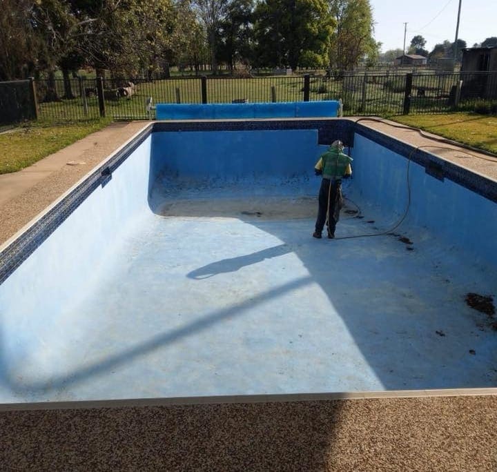 Concrete Pool Coating Removal Abrasive Blasting -