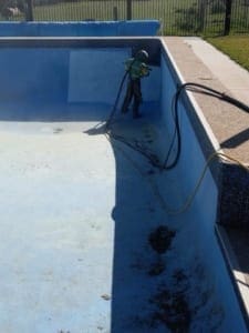 Concrete Pool Coating Removal Soda Blasting -